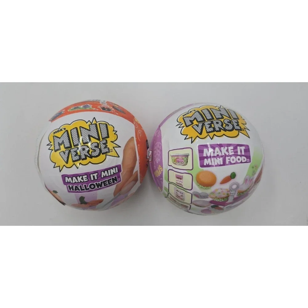 MGA Miniverse Make It Mini Food & Halloween Surprise Balls Lot of 2 NEW Sealed